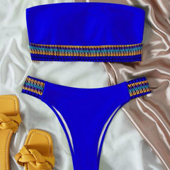 Contrast tube bikini swimwear