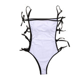 Contrast self tie square neck cami one piece swimwear