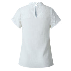 Lace Hollow Out Round Neck Tee