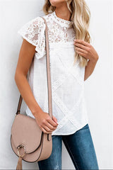 Lace Hollow Out Round Neck Tee
