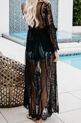 Lace Tie Front Beach Cover Up