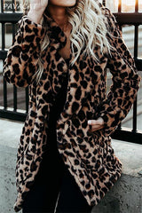 Leopard Artificial Fur Long Cardigan