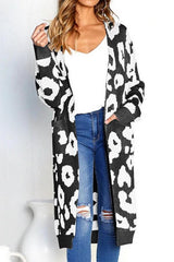 Leopard Print Long Sweater Coat