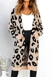 Leopard Print Long Sweater Coat