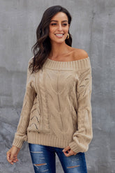 Loose Cable Solid Color Pullover