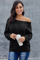 Loose Cable Solid Color Pullover