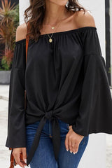 Loose Off-the-shoulder Trumpet Sleeve Shirt
