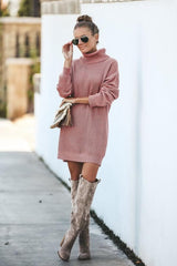 Medium Long High Collar Sweater Dress