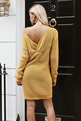 Off Shoulder Backless Cross Sweater Dress