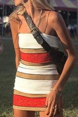 Casual Striped Strap Short Dress
