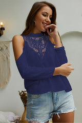 Plain Cold Shoulder Lace Blouse