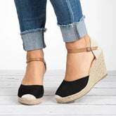 Plus Size Wedges Ankle Strap Espadrilles Wedges Sandals