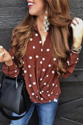 Polka Dot Notch Lapel Slim Shirt