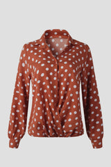 Polka Dot Notch Lapel Slim Shirt