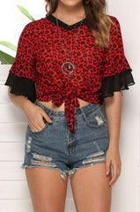 Printed Leopard Print Chiffon Shirt