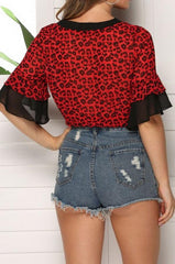 Printed Leopard Print Chiffon Shirt