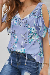 Printed V-neck Strapless Loose Shirt