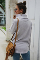 Pure Color High Neck Twist Sweater