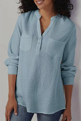 Pure Colour Cotton Flax Loose Shirt