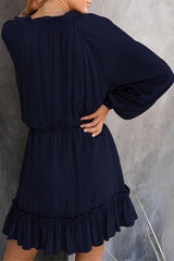 Pure Colour V Neck Loose Dress