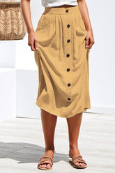 Row Button Loose Pocket Skirt