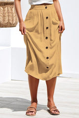 Row Button Loose Pocket Skirt