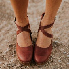 Slip-on Artificial Leather Round Toe Sandals