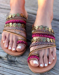 Slip On Artisanal Sandals Handmade Greek Style Boho Sandals