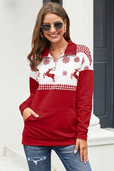 Snowflake Reindeer Print Pullover