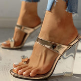 Transparent Wedges Crystal Rhinestone Flip Flops