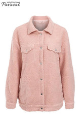 Trendy Furry Lamb Wool Fur Coat - Pink