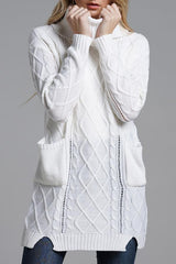 Turtleneck Long Knitting Split Sweater