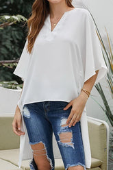 V-collar Batwing Sleeve Chiffon Shirt