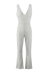 V Necck Sleeveless Flare Jumpsuit