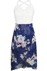 Ethnic Floral Sleeveless Ruffle Dress