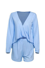 V Neck Top And Shorts Set