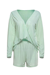 V Neck Top And Shorts Set