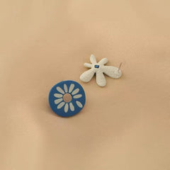 Flaxmaker Asymmetric Flower Design Earrings