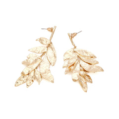 Flaxmaker Asymmetric Leaf Tassel Earrings