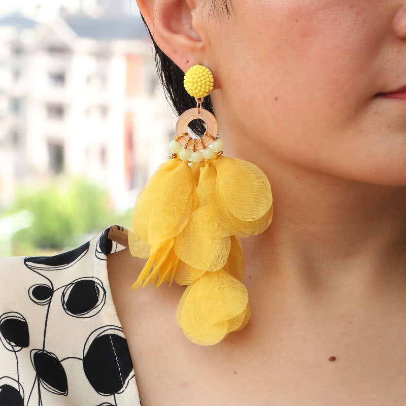 Fabric Floral Earrings