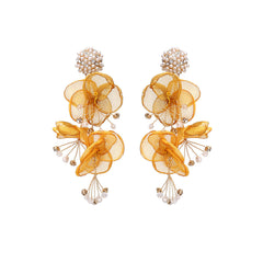 Flaxmaker Floral Pearl Rhinestones Earrings