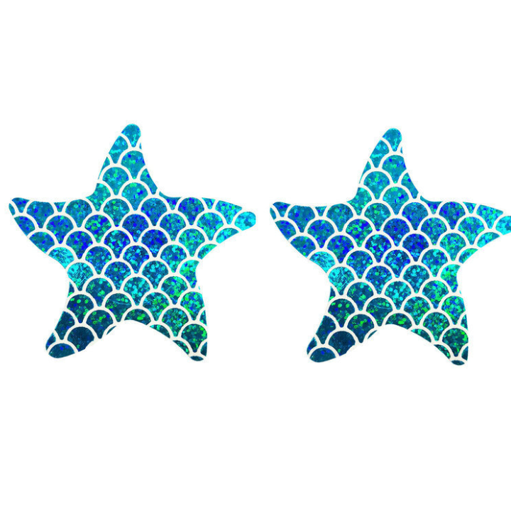 Blue Fish Scales Disposable Chest Stickers