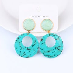 Flaxmaker Green Printed Simple Earrings