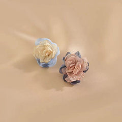 Flaxmaker Fabric Flower Contrast Color Earrings