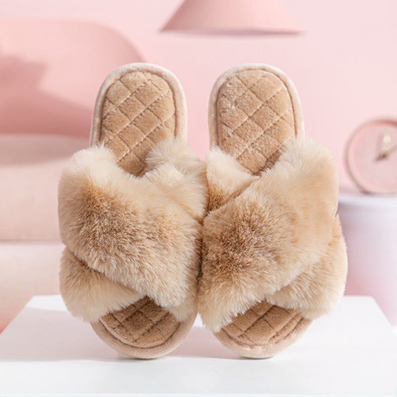 Cross Plush Slippers