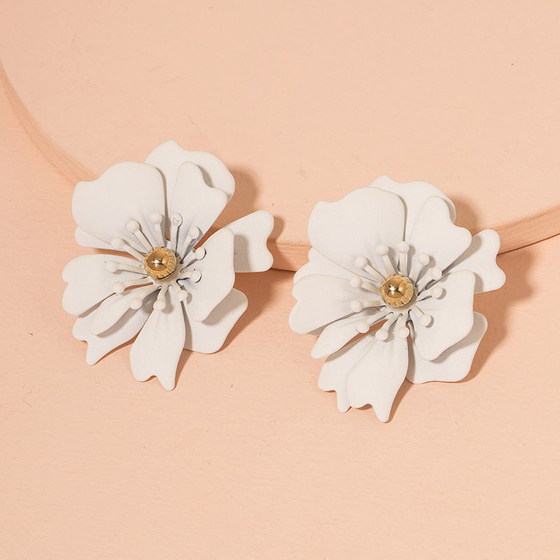 Colored Petal Stud Earrings