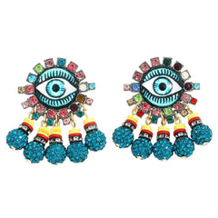 Flaxmaker Devil's Eye Diamond Tassel Earrings