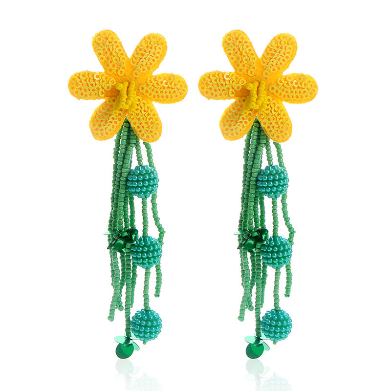 Flaxmaker Floral Tassel Earrings