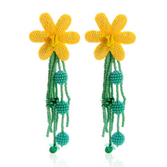 Flaxmaker Floral Tassel Earrings