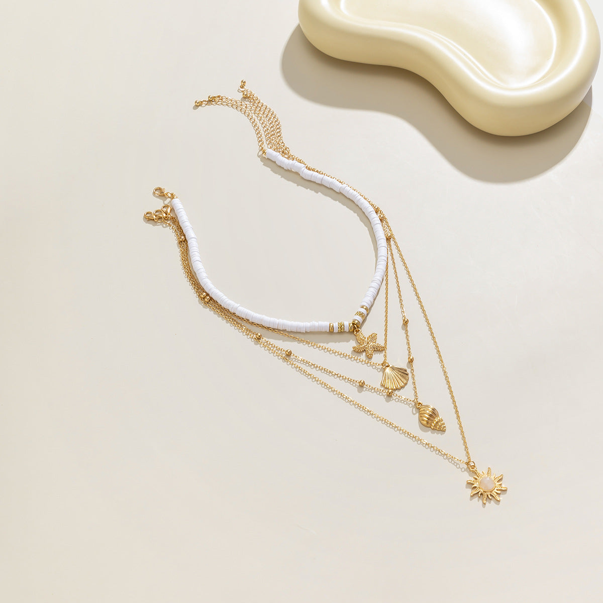 Imitation Pearl Shell Multi-layer Necklace